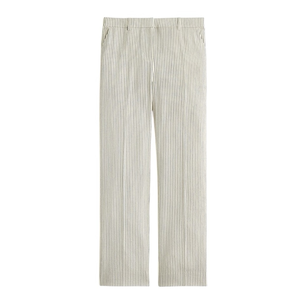 J. Crew Collection Cream Striped Women’s 18 Italian Seersucker Fabric Pants